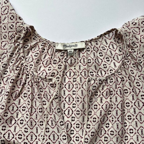 Madewell Blouse Silk Lily Ruffle  Top in Echo Grid Sleeveless Flutter Tassle XXS - Picture 9 of 10